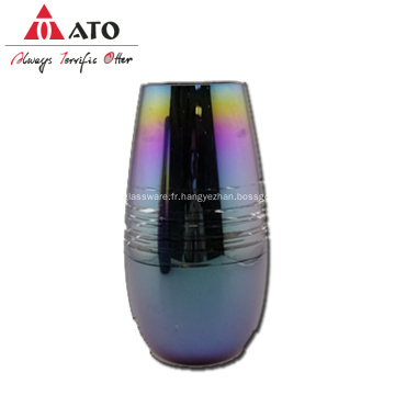 Vase en verre ato avec vase en verre coloré électroplate
